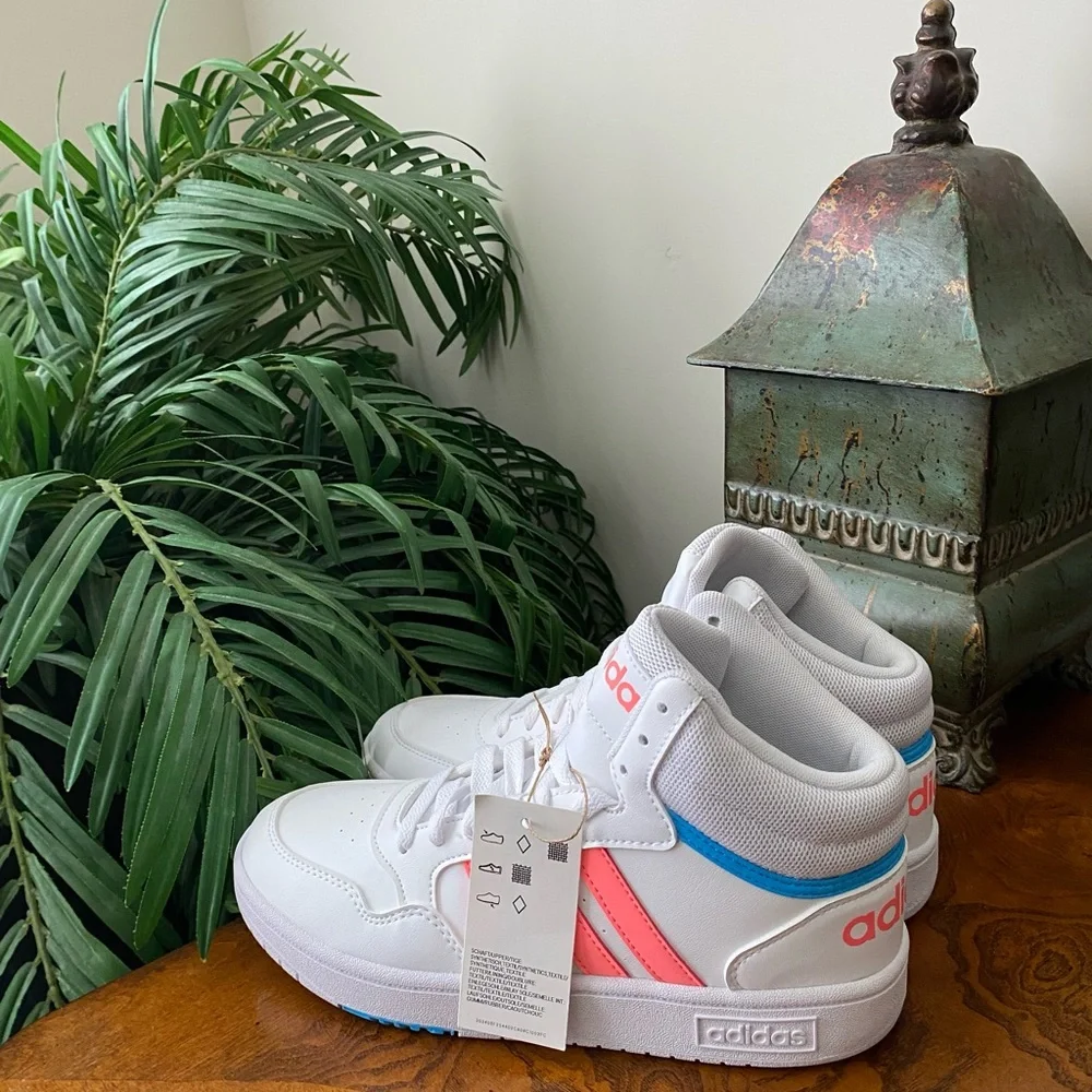 Adidas Hoops Mid 3.0 K White Pink Basketball Sneakers